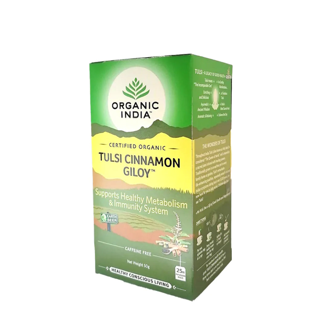 Organic Índia Tulsi Cinnamon Giloy - 25 saquetas