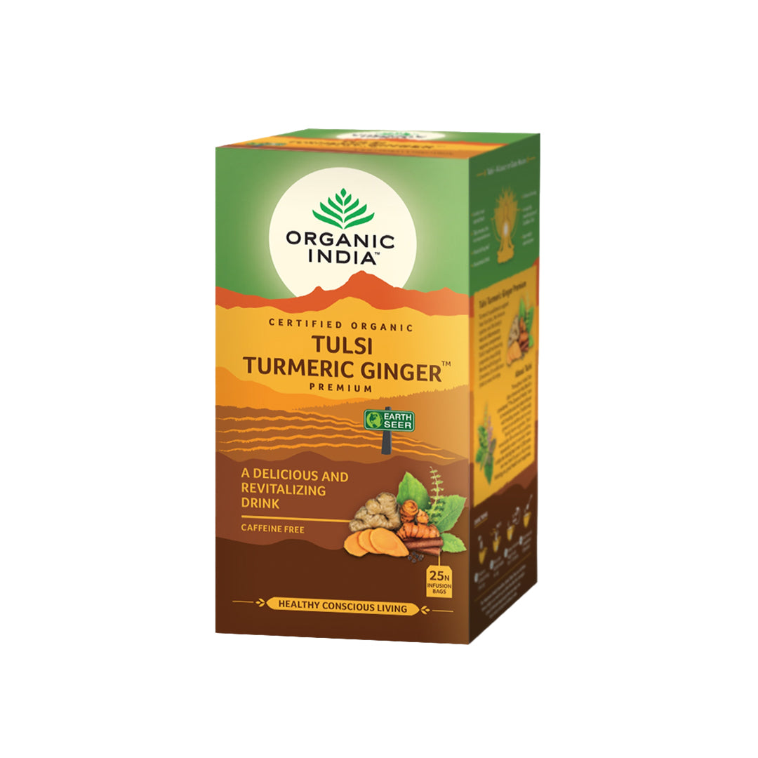 Organic Índia Tulsi Turmeric Ginger 25 saquetas