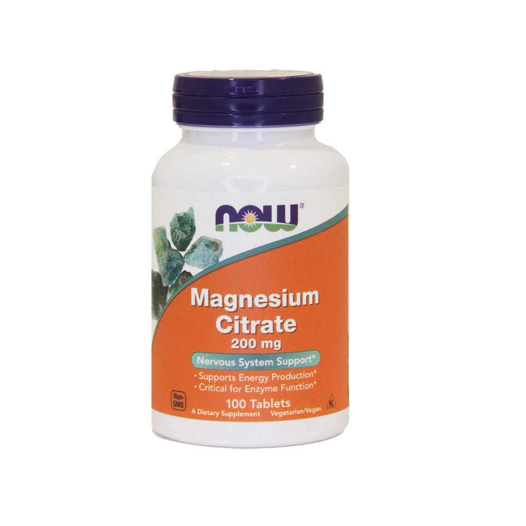 Now Magnesium Citrate 200 mg (suporte do sistema nervoso) 100 caps.