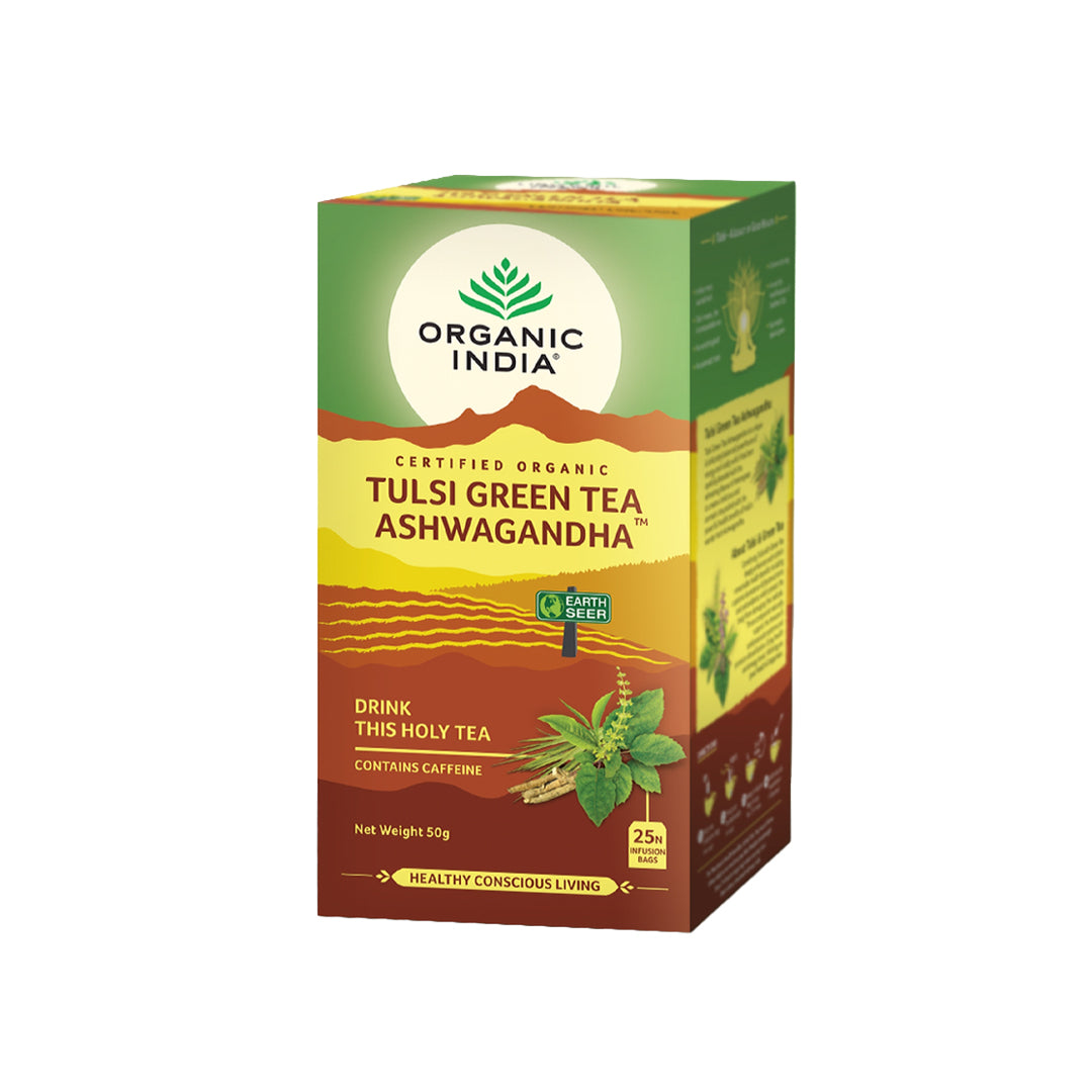 Organic Índia Tulsi Green Tea Ashwagandha - 25 saquetas